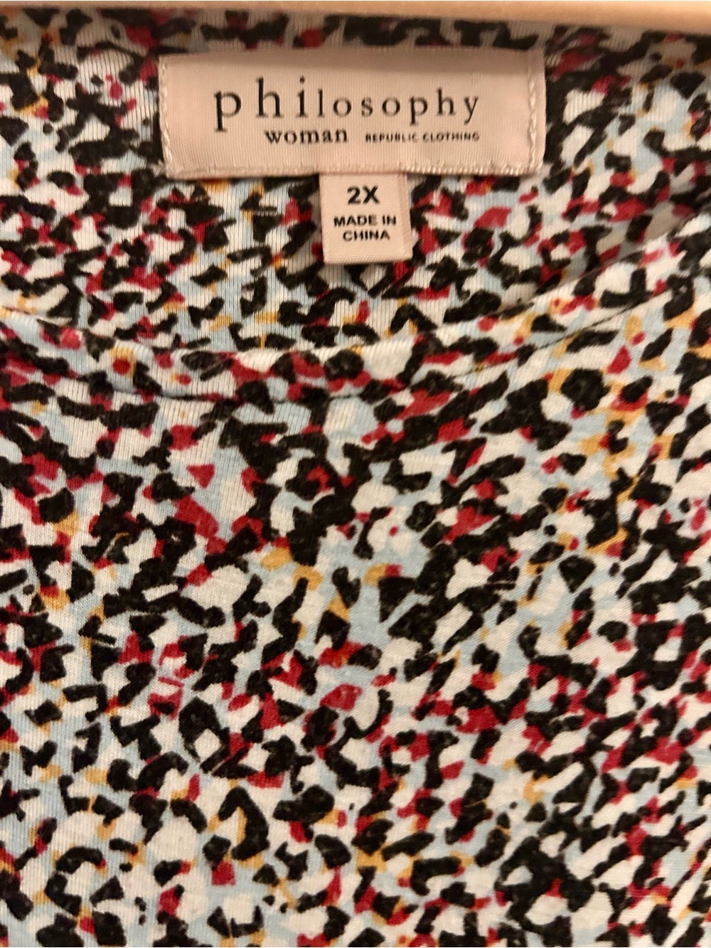 Philosophy Woman Multicolor Leopard Print Top - Light Blue, Black, Red, Mustard